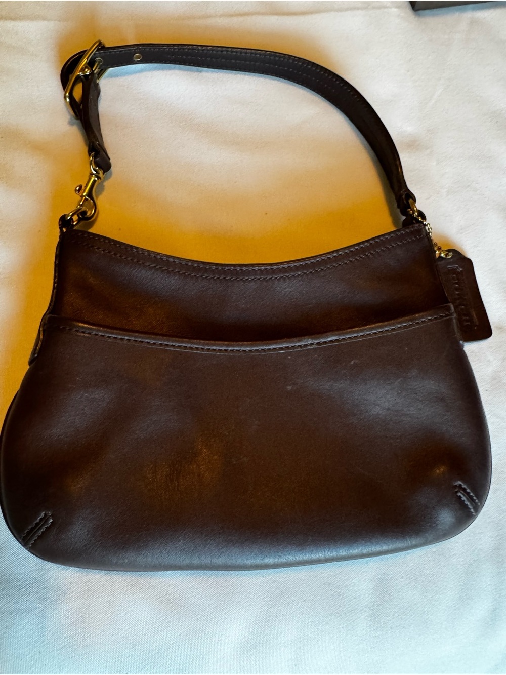Coach Chocolate Brown Leather Shoulder Bag Mini Pouch Demi Vintage